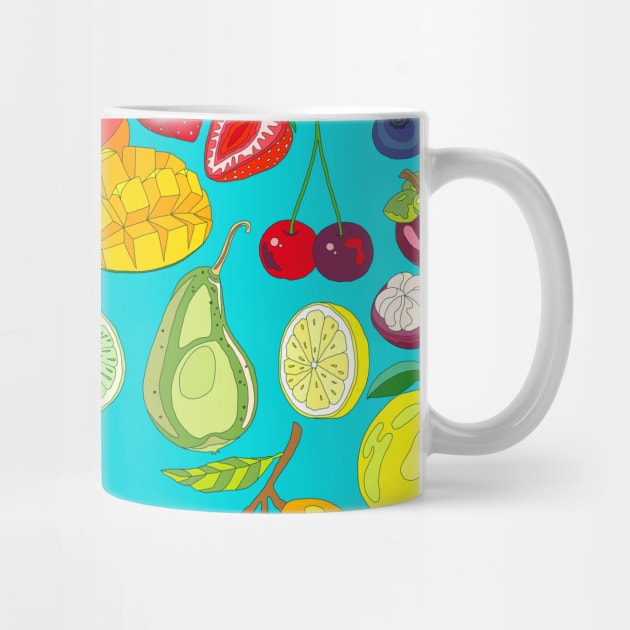 Fruits Paradise in Turquoise Blue by lamaisondulapino